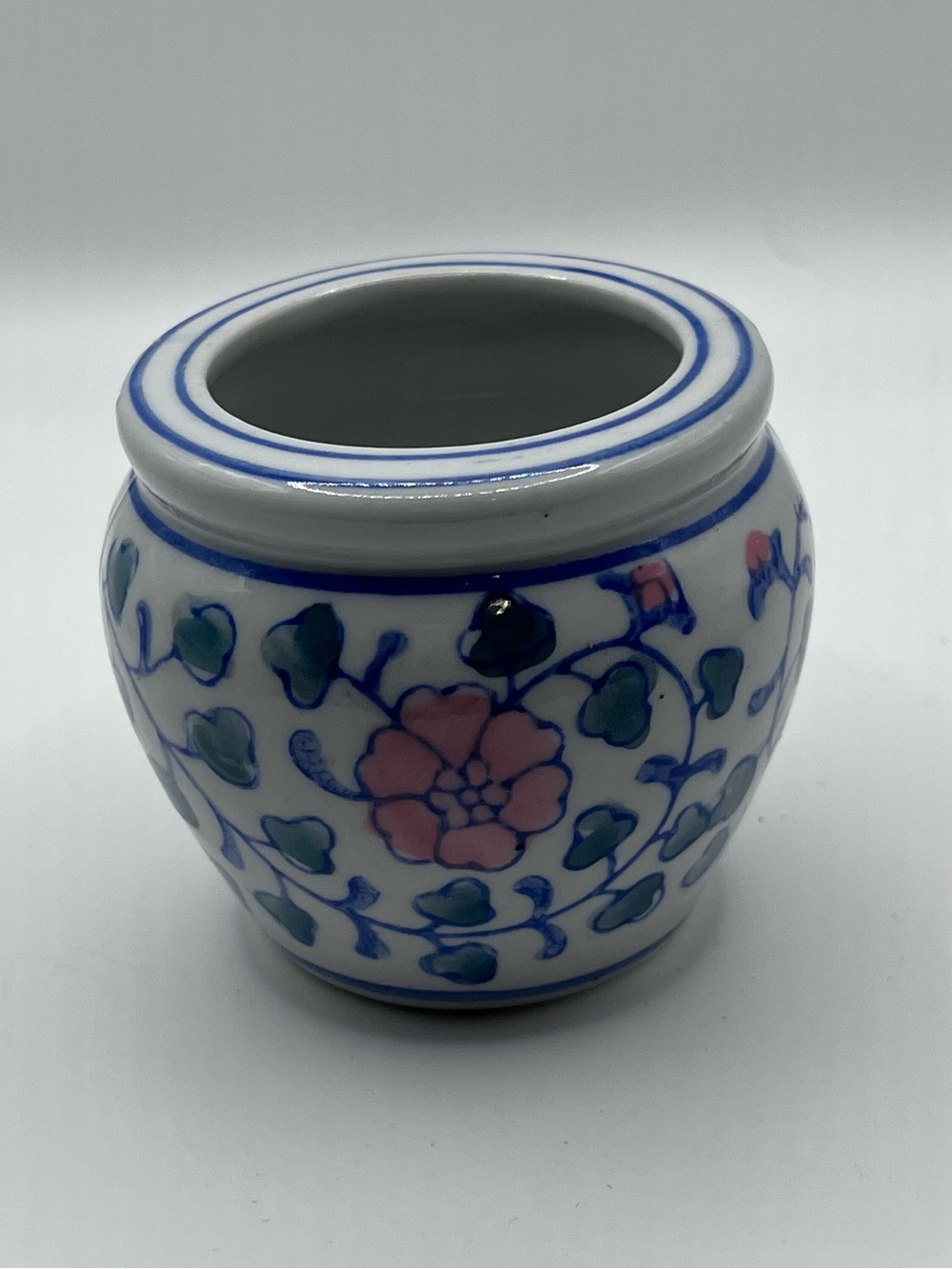 Vintage Chinese Ceramic Floral Vine Planter Pot Small Vase